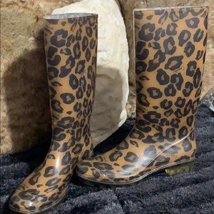 coach leopard rain boots